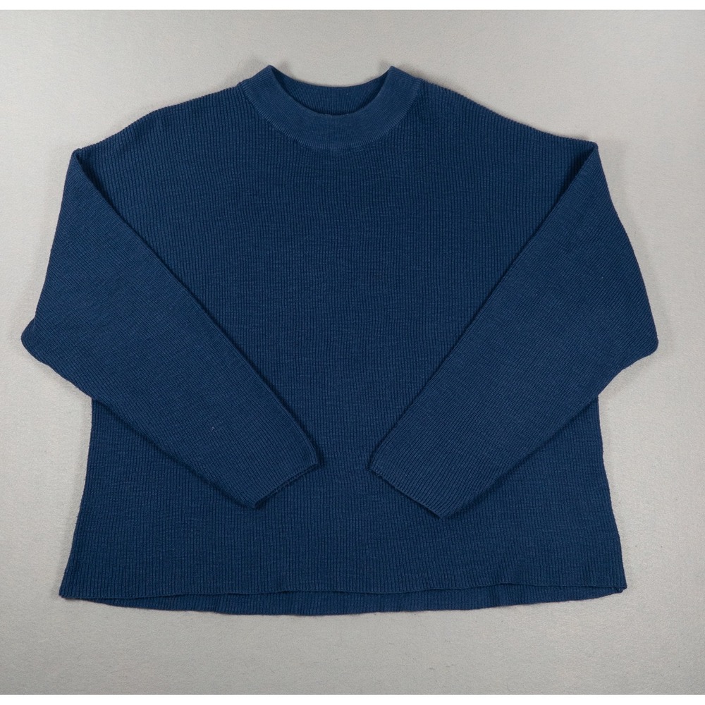 Free‎ People Beach Womens Navy Blue Ribbed Knit Oversized Sweater Small